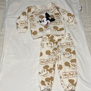 Disney Cream and Brown Mickey Mouse Kids Matching Set